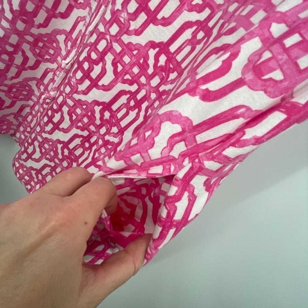 Mud Pie Boutique Sz M Pink White “Millie” Lattice Dress French Terry Lined - Picture 8 of 8